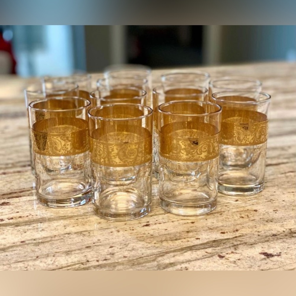 Gold Gilt Missary Paris Vintage Juice Glasses